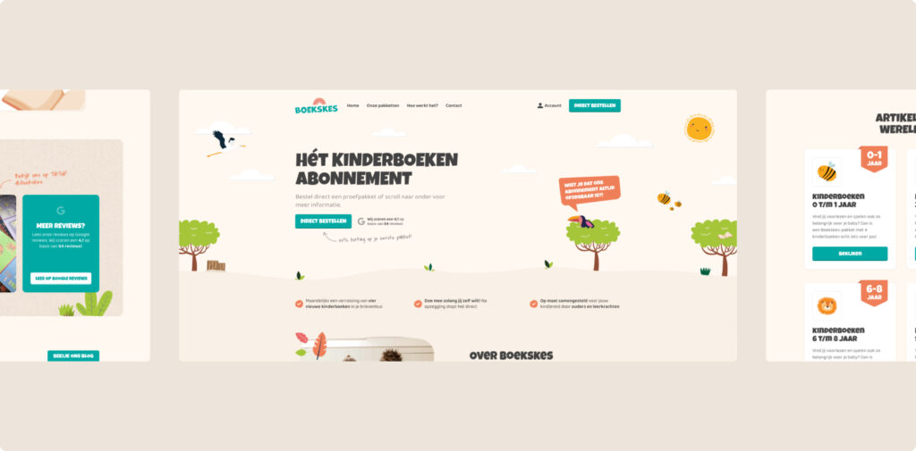 De homepage van de Boekskes website