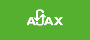 Logo van AJAX met pijlen die op gegevensuitwisseling duiden