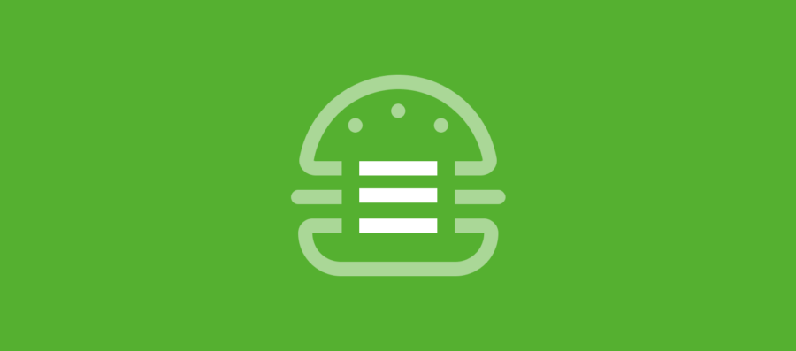 Illustratie van een hamburger menu-icoon in de vorm van een gestileerde hamburger.