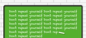 Illustratie van strafregels uitgeschreven op een krijtbord.