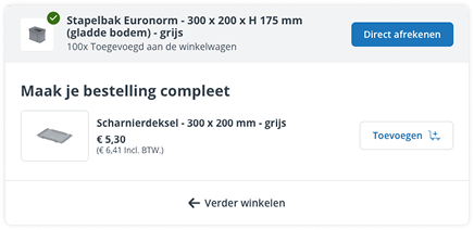 Transoplastshop toevoegen aan de winkelwagen pop-up