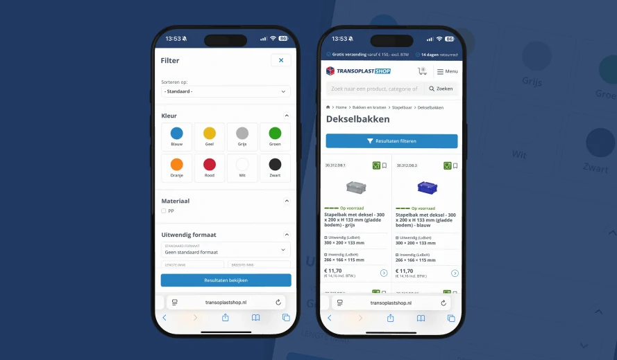 Transoplast shop mobiele weergave